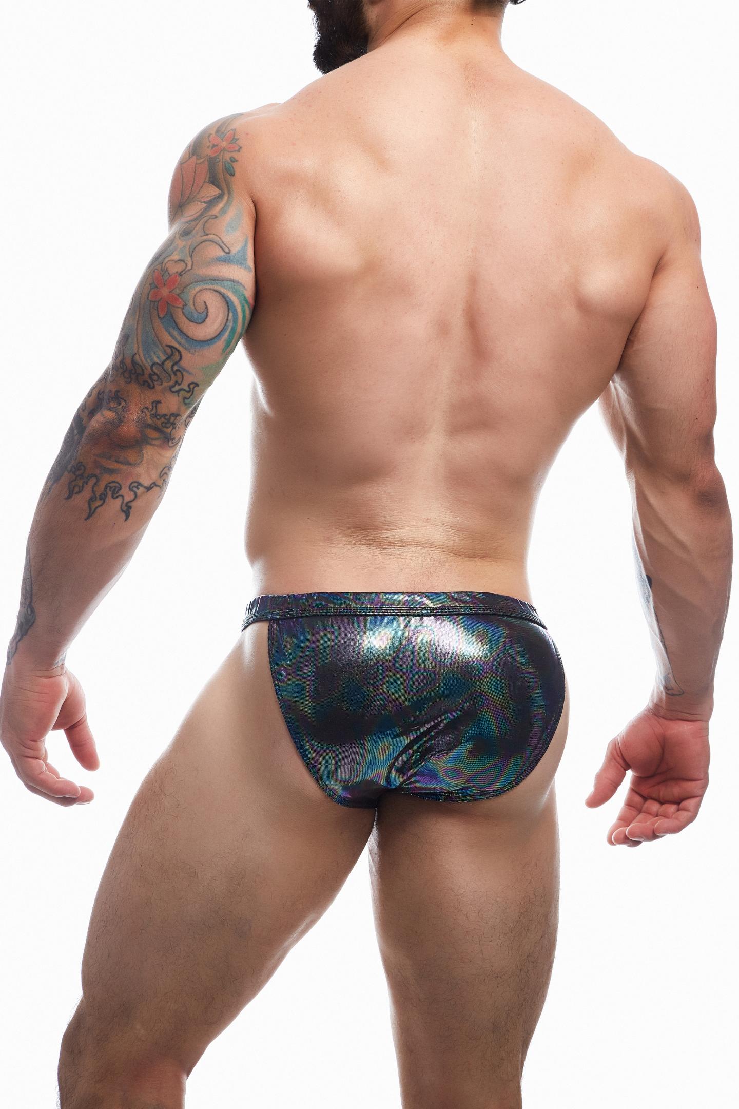 schwarzer Wetlook Clip Tanga Brief EMER4LD - XL-3