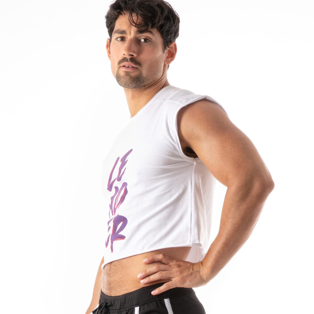 Hero LDR Crop-T-Shirt Weiß Lila-1