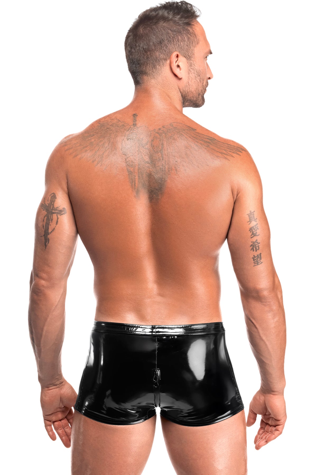 schwarze Lack Shorts Voltage H095 - 3XL - Noir Handmade Men - Shop Deutschland Noodosz