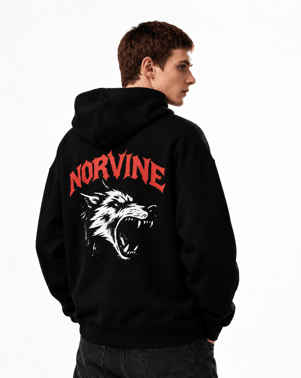 Norvine Hoodie Nightfang - Herren mit Wolf-Rückenprint - Norvine - Shop Deutschland Noodosz