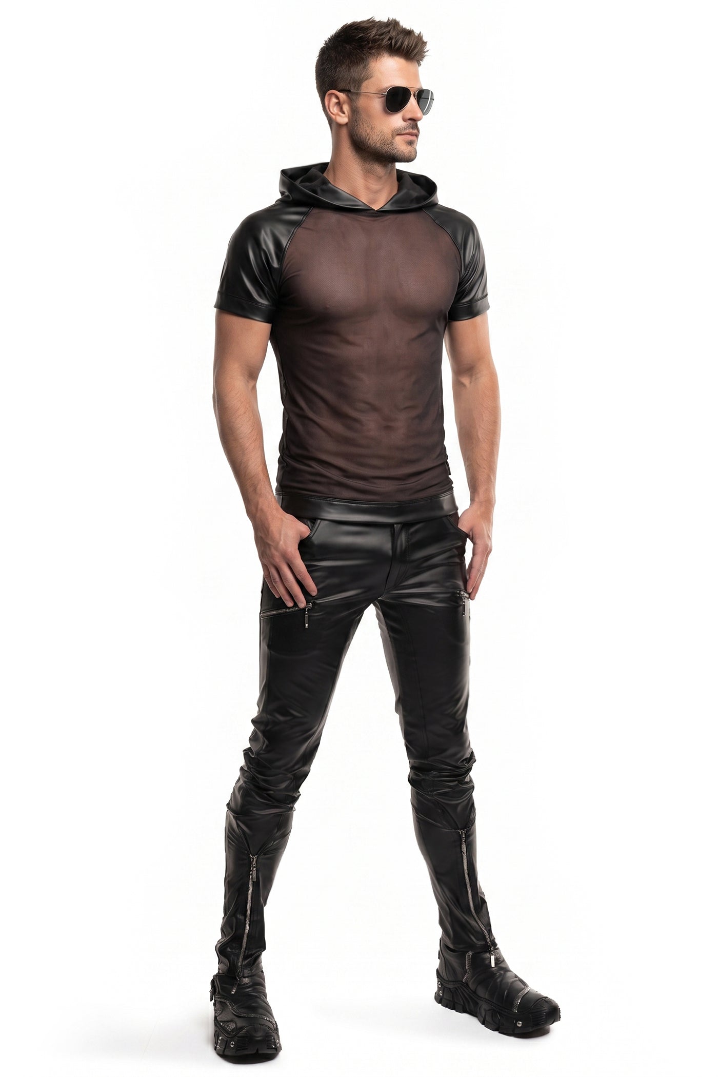 Herren Kapuzen T-Shirt ADMagnus001 schwarz - 2XL - Regnes Fetish Planet - Shop Deutschland Noodosz