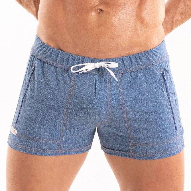 Denim - Badeshort mit Reißverschluss - TOF Paris - Shop Deutschland Noodosz