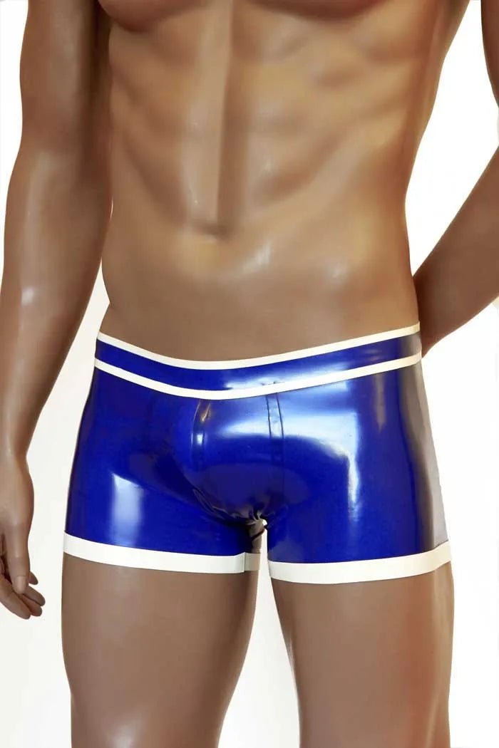 Herren blaue Latex Hot Shorts – körpernahe Gummi Shorts - FlowNight - Shop Deutschland Noodosz