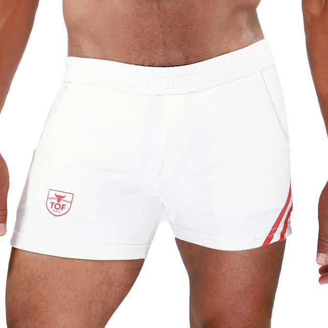 Paris Gym Shorts Weiß - Rot - TOF Paris - Shop Deutschland Noodosz