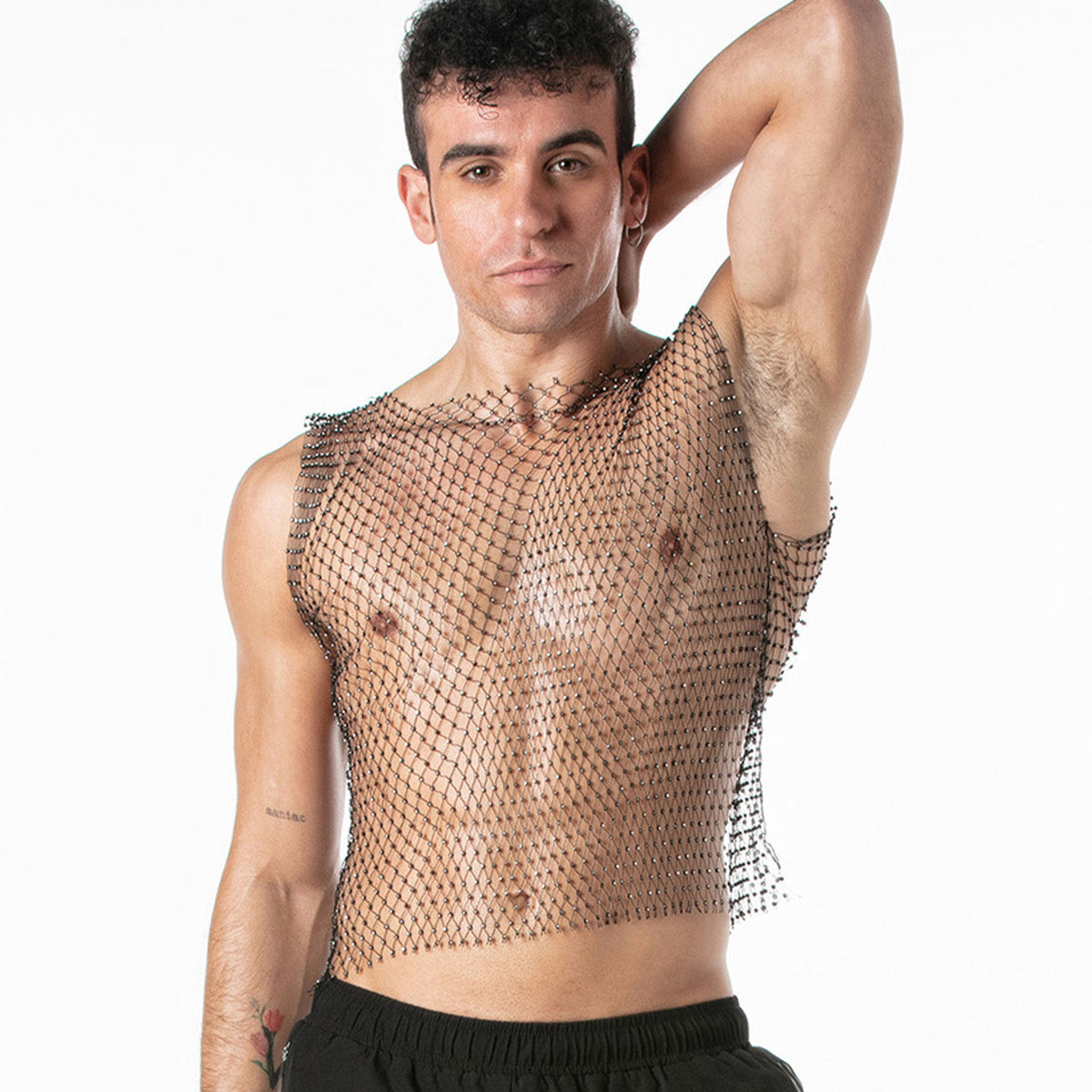 Mesh-Party-Tanktop Schwarz-0