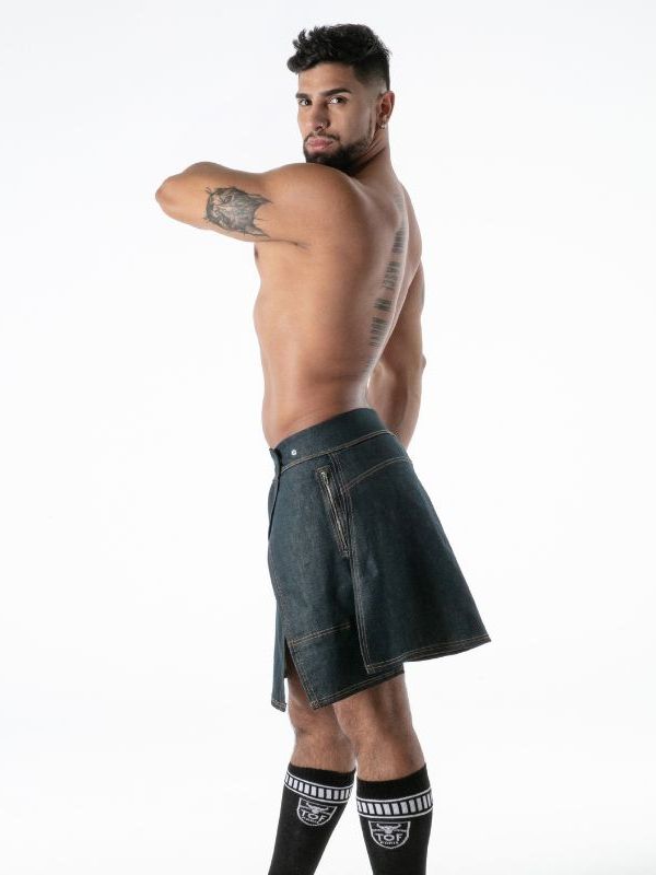 Raw Denim Zip Kilt, Jeans Rocks