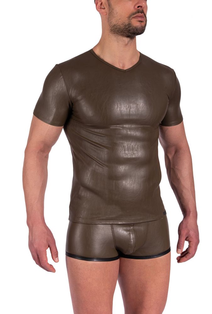V-Neck M2370 – T-Shirt in Kunstleder-Optik - MANSTORE - Shop Deutschland Noodosz