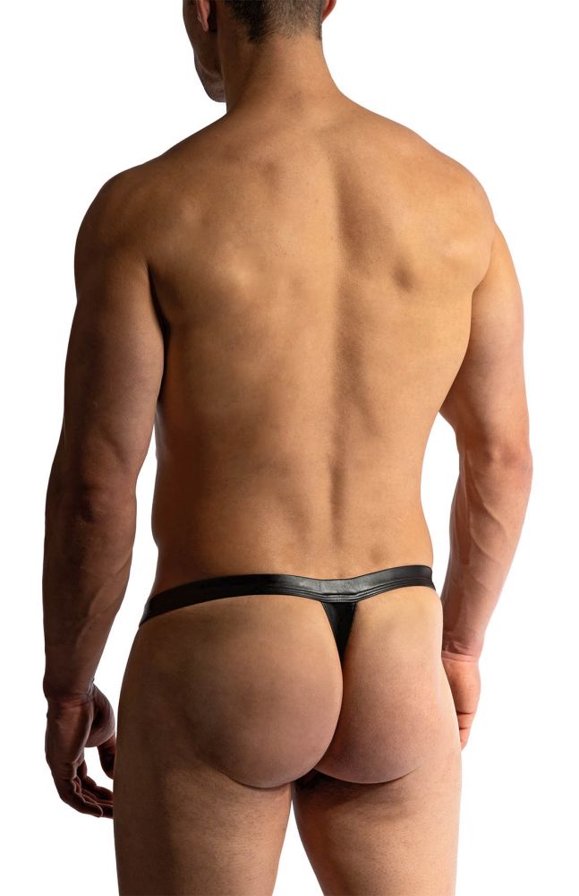 Herren String-Tanga M2418 in Lederoptik mit Fransen