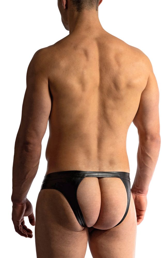 Jock Brief M2418 schwarz in Lederoptik mit Fransen - MANSTORE - Shop Deutschland Noodosz