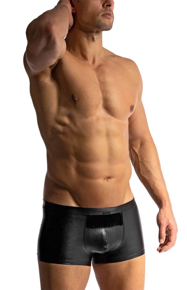 Herren Micro Pants M2418 schwarz in Lederoptik mit Fransen - MANSTORE - Shop Deutschland Noodosz