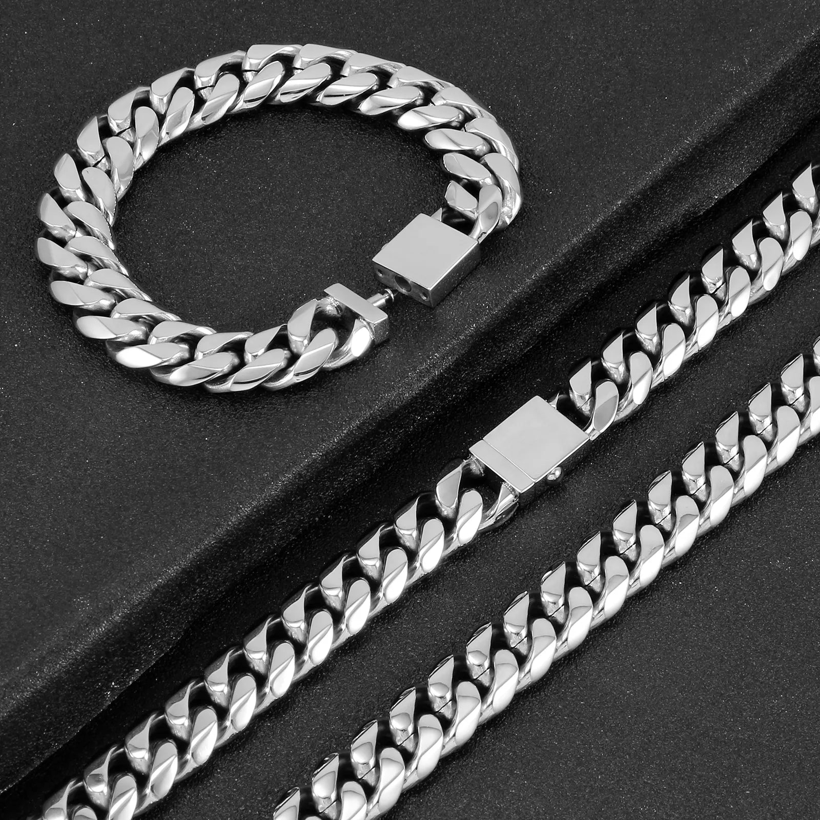 16mm Goldene Miami Curb Cuban Link Kette aus 316L - Edelstahl - Hip Hop Halskette - NiZED - Shop Deutschland Noodosz