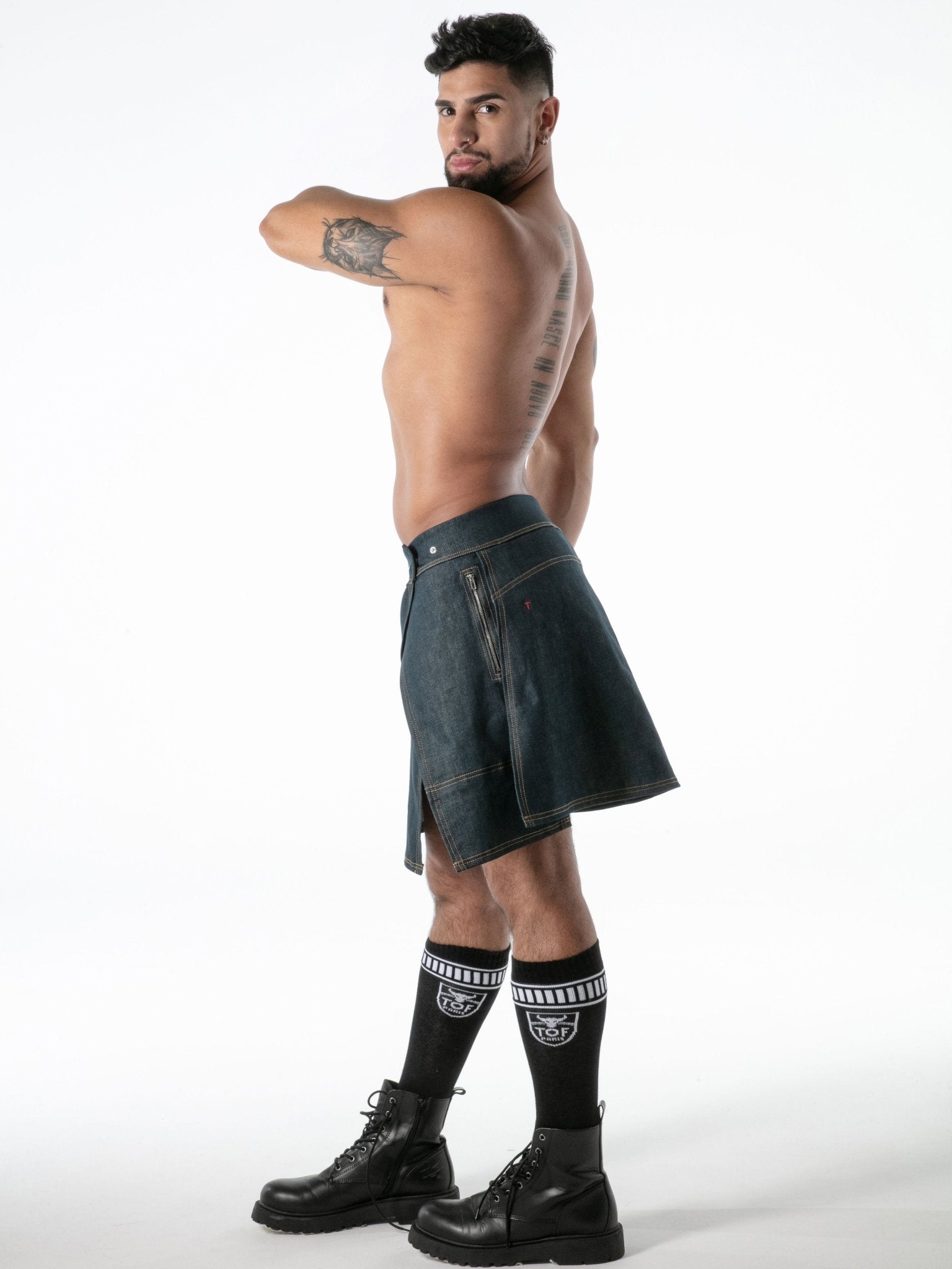 Raw Denim Zip Kilt, Jeans Rocks - TOF Paris - Shop Deutschland Noodosz