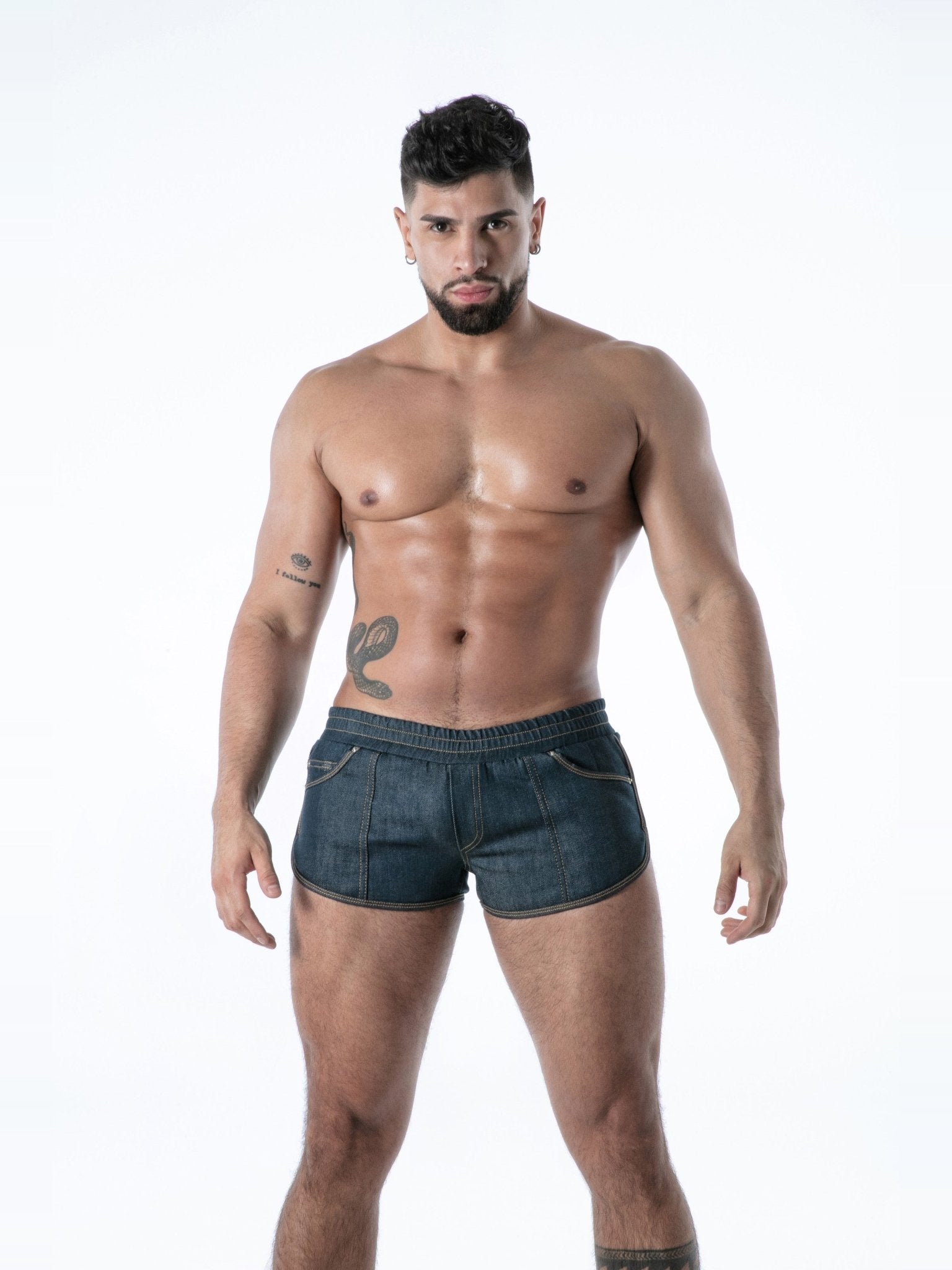 Raw Denim Retro Shorts, kurze Jeanshose - TOF Paris - Shop Deutschland Noodosz