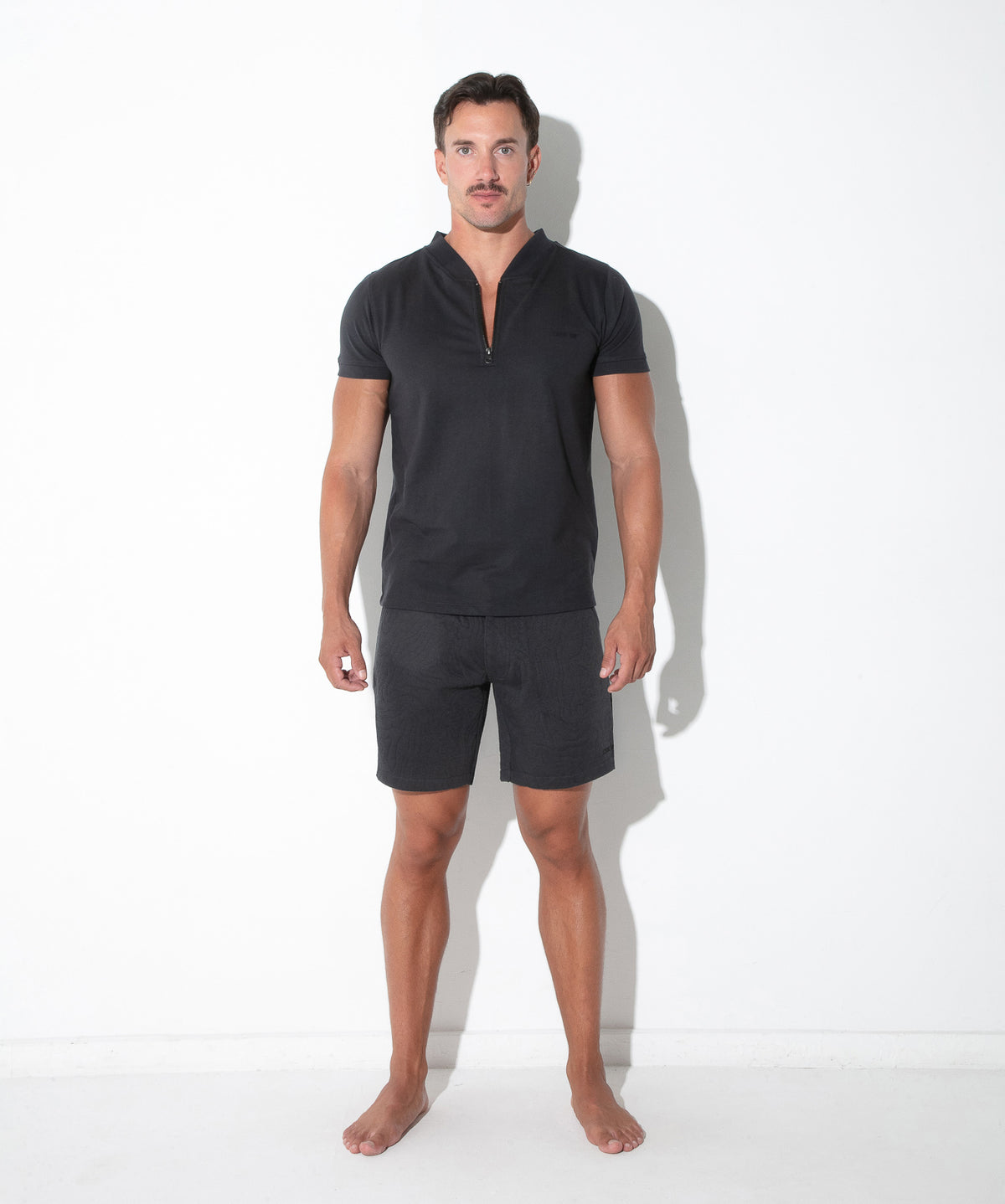 French-Terry T-Shirt mit Half-Zip 9786 – Dunkelgrau - Code 22 - Shop Deutschland Noodosz