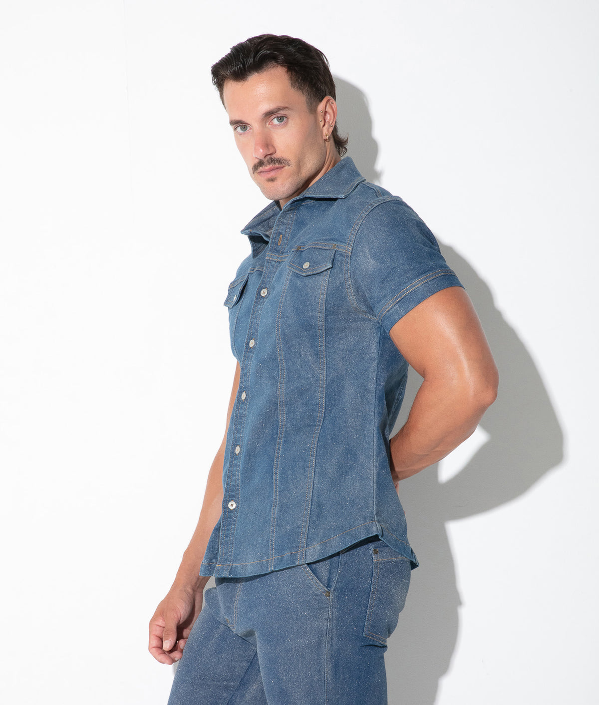 CODE 22 Metallic-Jeanshemd Kurzarm – 9833 Silber - Code 22 - Shop Deutschland Noodosz