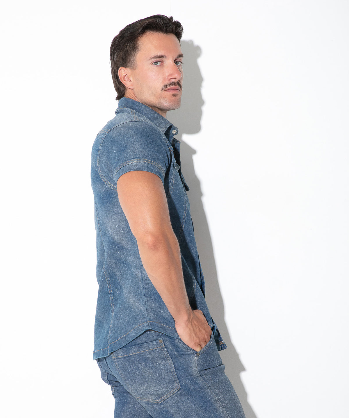 CODE 22 Metallic-Jeanshemd Kurzarm – 9833 Silber - Code 22 - Shop Deutschland Noodosz