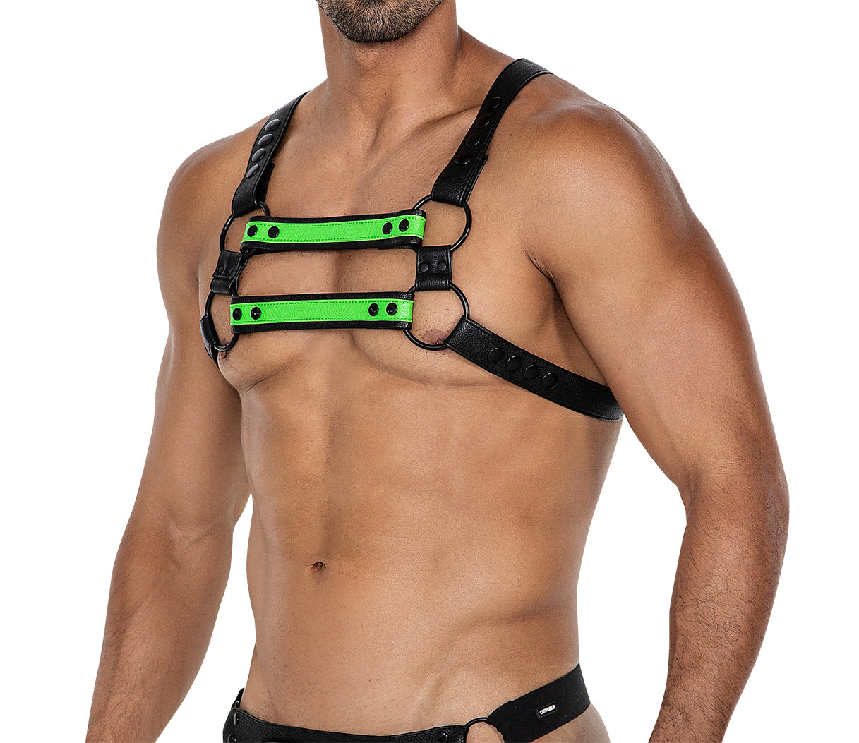 schwarz/neongrüner Brust-Harness 06 - OS