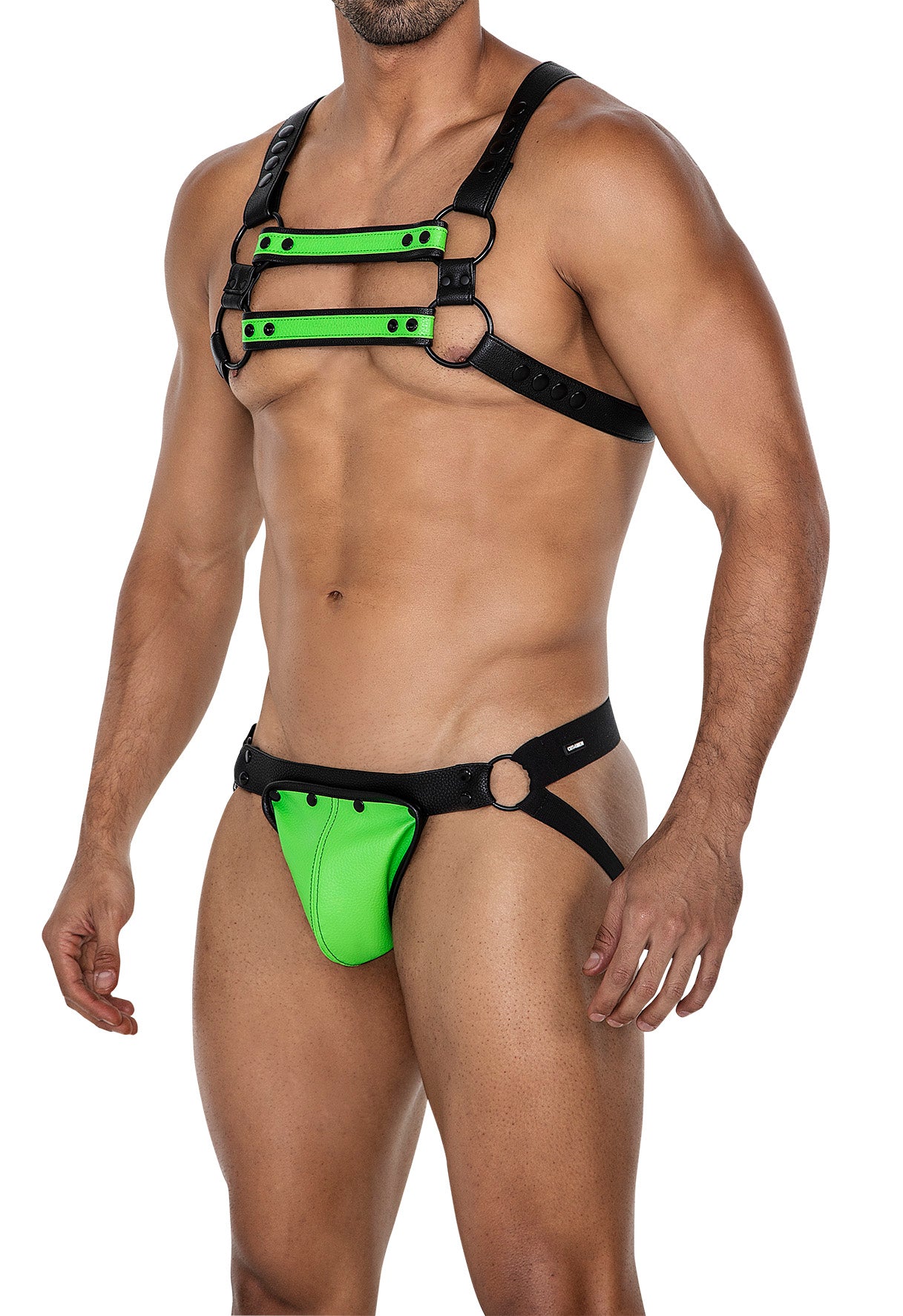 schwarz/neongrüner Brust-Harness 06 - OS