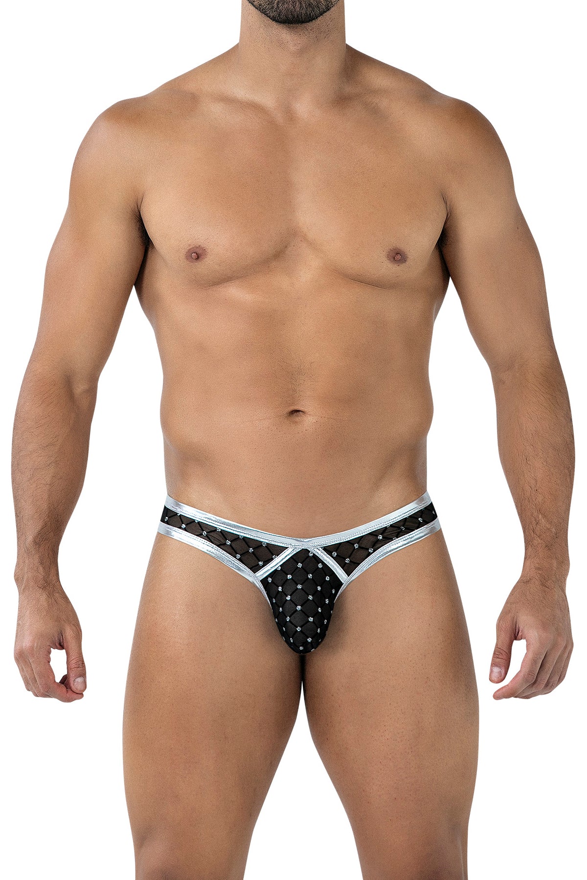 schwarz/silberner String mit Netz RAV112 - XL