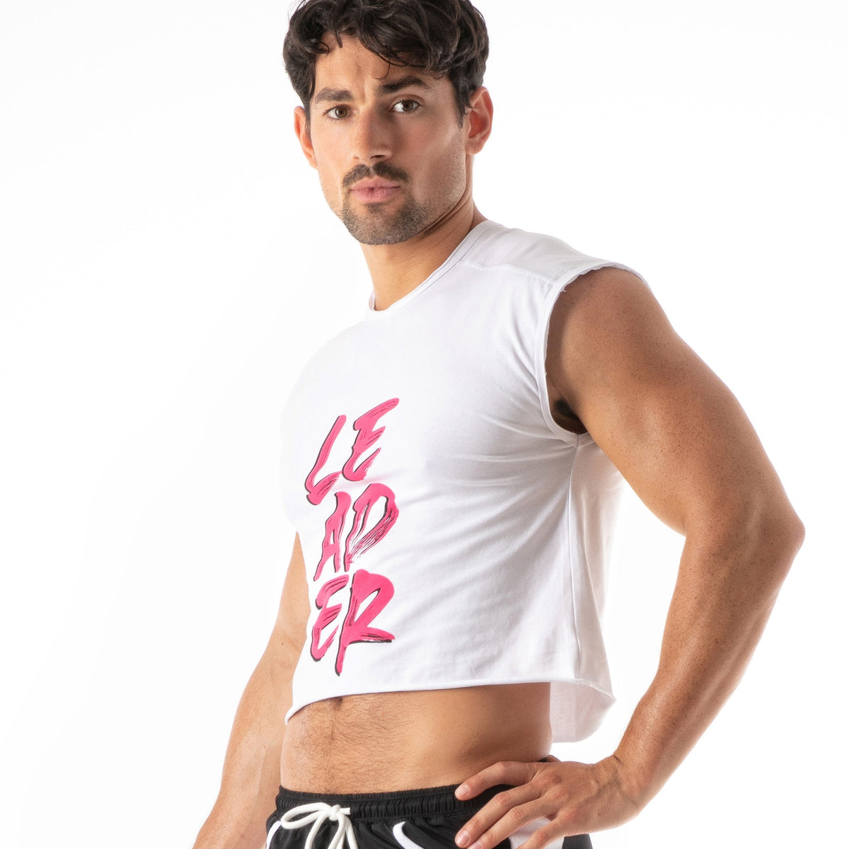 Hero LDR Crop-T-Shirt Weiß Rosa-1