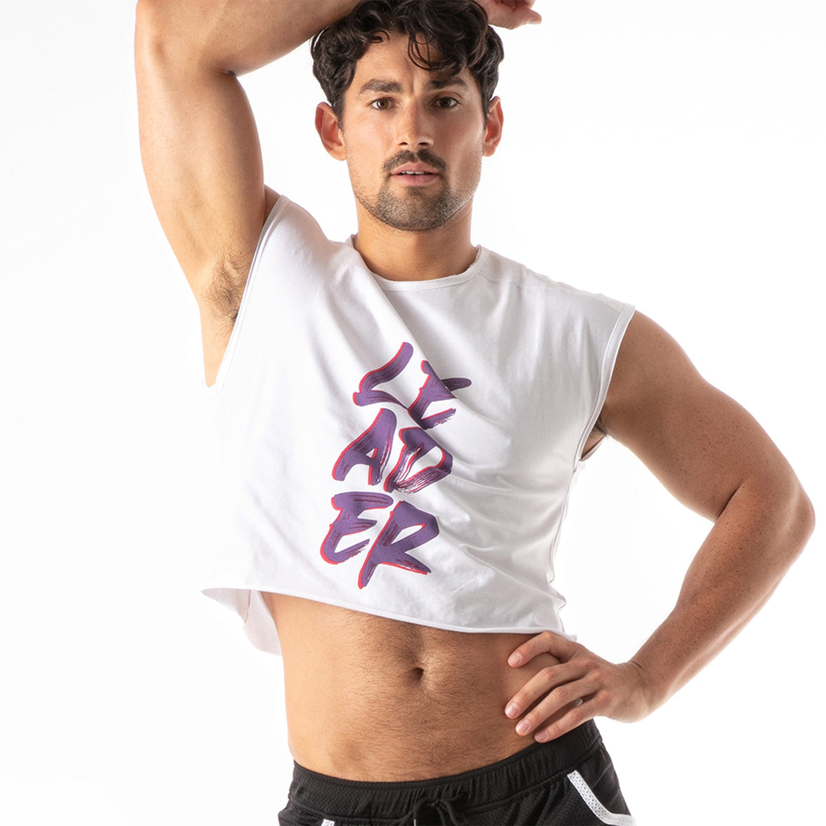 Hero LDR Crop-T-Shirt Weiß Lila-0