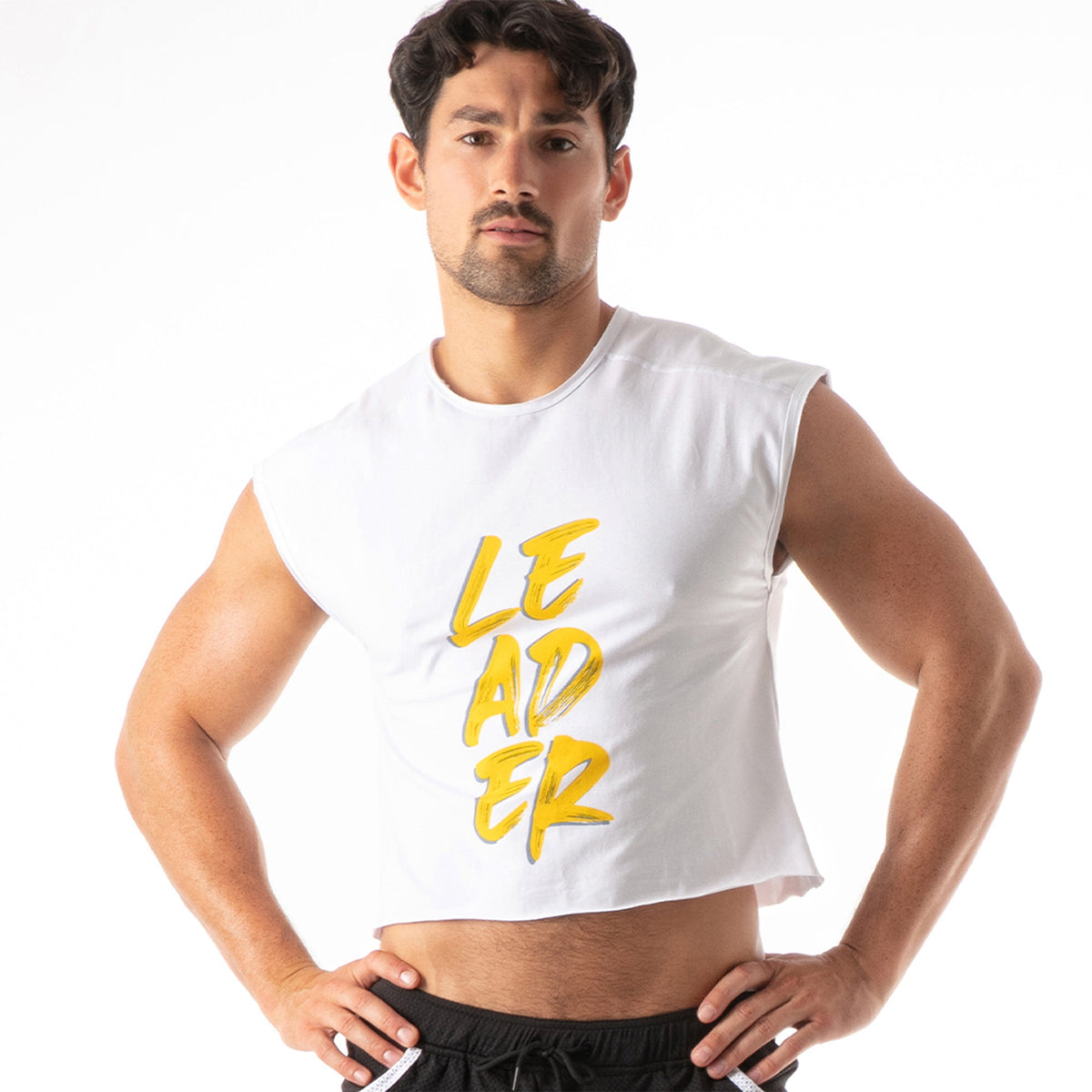 Hero LDR Crop-T-Shirt Weiß Gelb-0