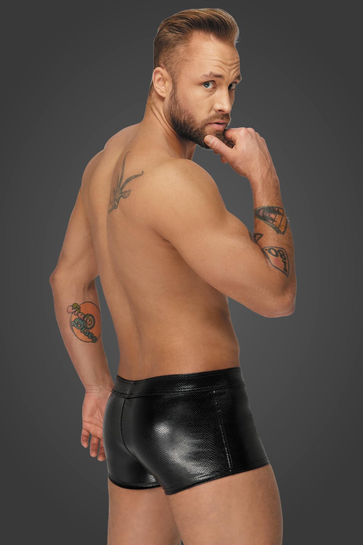 Snake wetlook Shorts H069 - 3XL - Noir Handmade Men - Shop Deutschland Noodosz