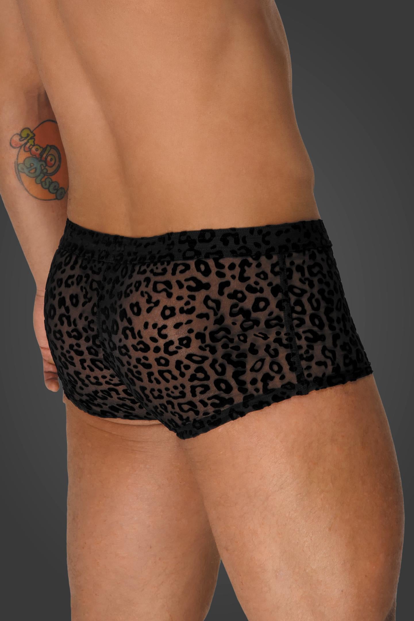 Leopard Flock Shorts H072 - 3XL - Noir Handmade Men - Shop Deutschland Noodosz