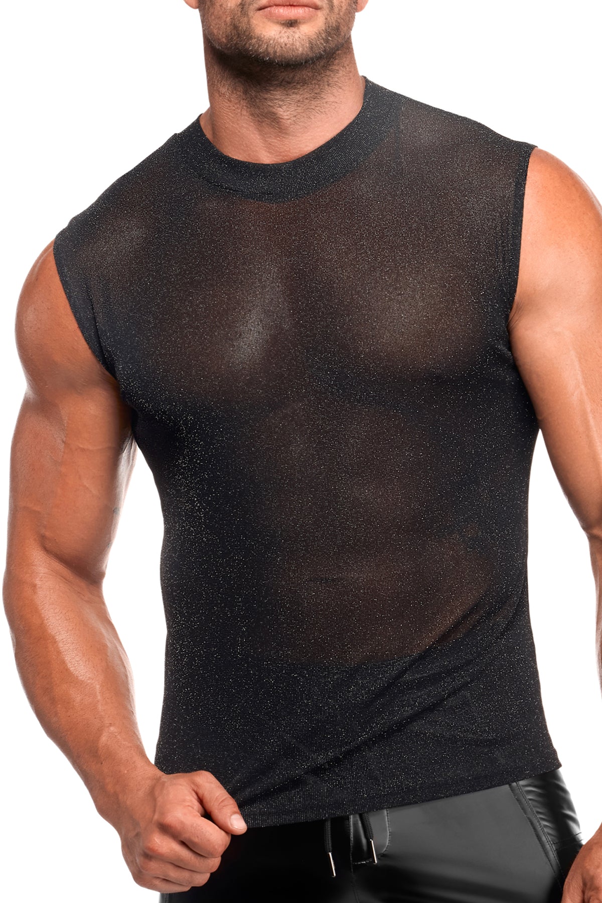 Feinnetz Tank Top H083 - 3XL - Noir Handmade Men - Shop Deutschland Noodosz