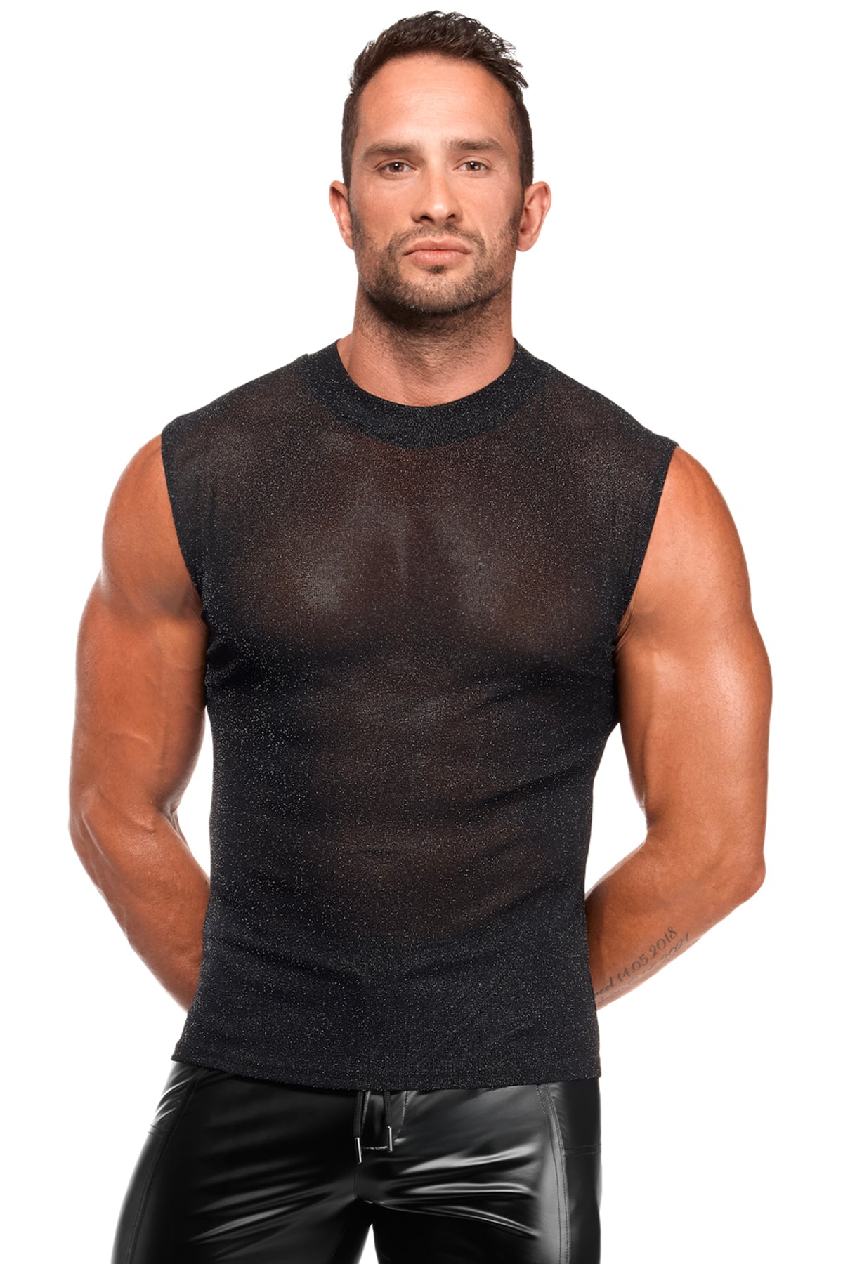 Feinnetz Tank Top H083 - 3XL - Noir Handmade Men - Shop Deutschland Noodosz