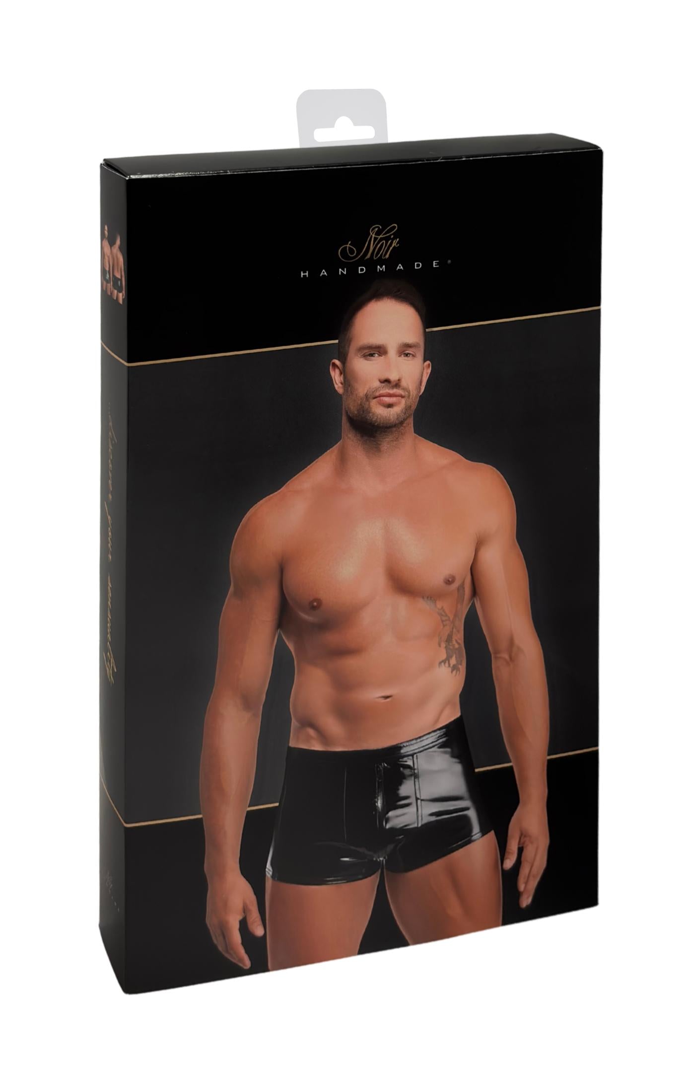 schwarze Lack Shorts Voltage H095 - 3XL - Noir Handmade Men - Shop Deutschland Noodosz
