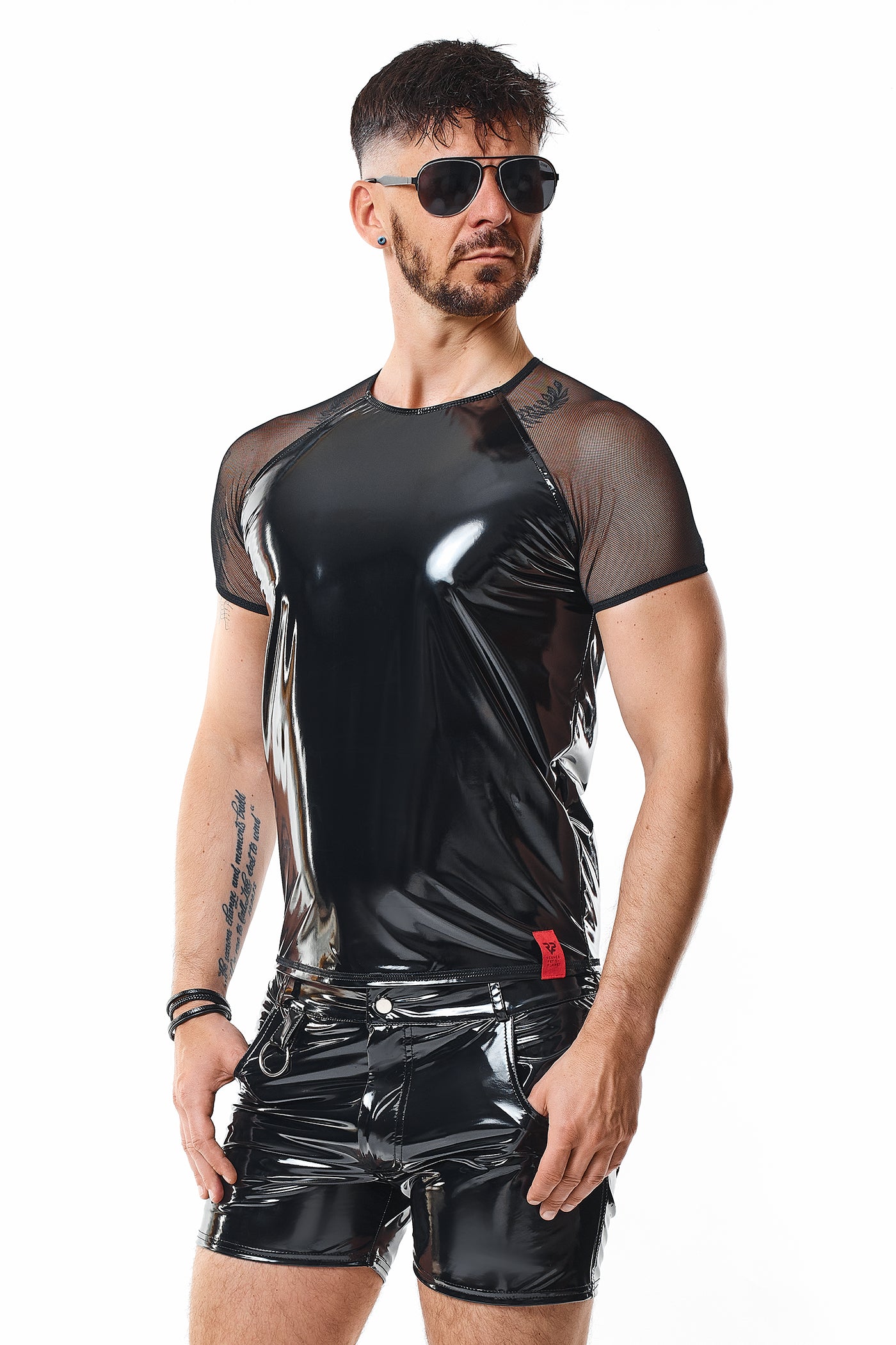 scharzes Lack Herren T-Shirt RMSanti - 2XL