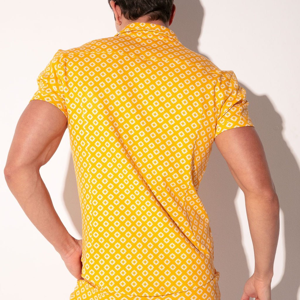 CODE 22 Stretch Hemd 9721, Freizeithemd bedruckt, mustard - Code 22 - Shop Deutschland Noodosz
