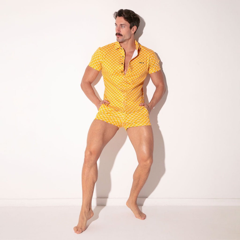 CODE 22 Stretch Hemd 9721, Freizeithemd bedruckt, mustard - Code 22 - Shop Deutschland Noodosz
