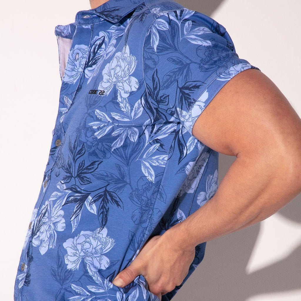 CODE 22 Stretch Hemd Lime 9721, Freizeithemd bedruckt, blue - Code 22 - Shop Deutschland Noodosz