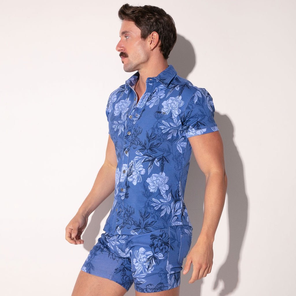 CODE 22 Stretch Hemd Lime 9721, Freizeithemd bedruckt, blue - Code 22 - Shop Deutschland Noodosz