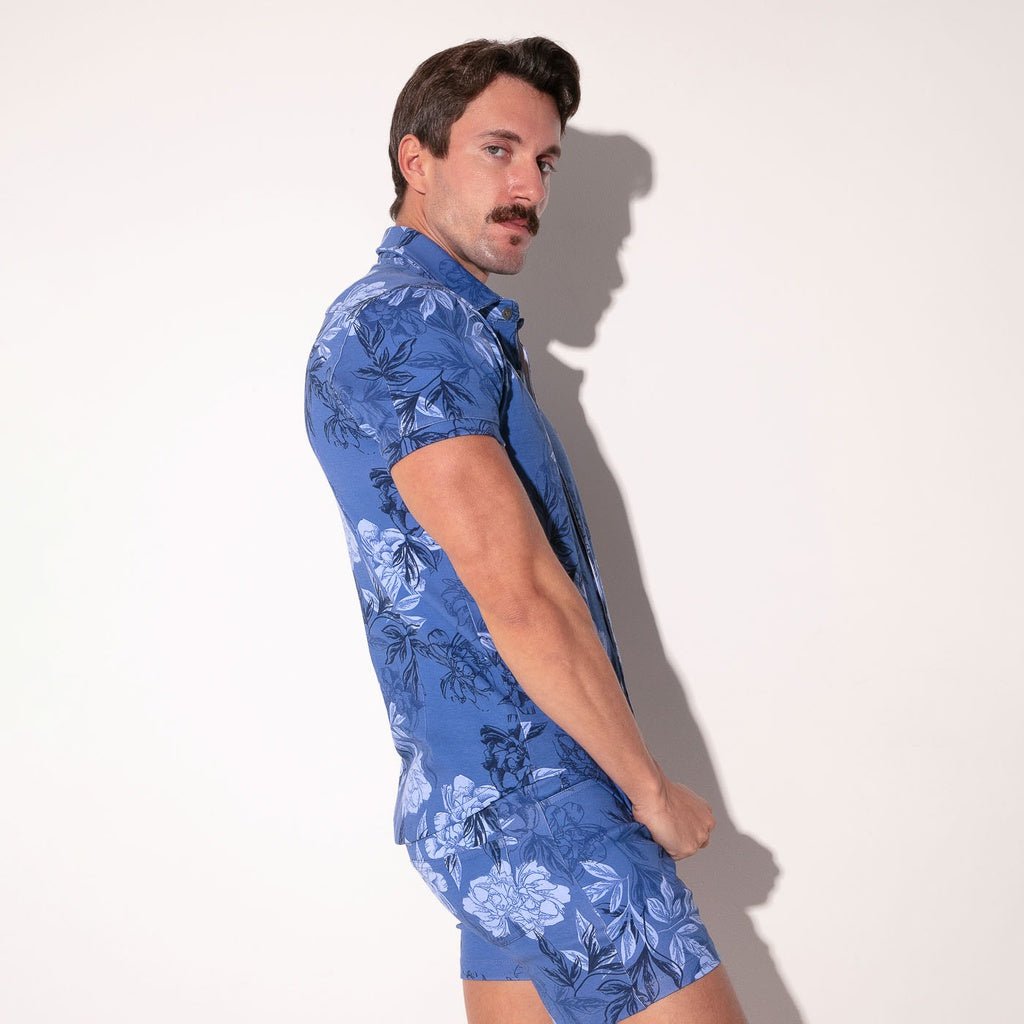 CODE 22 Stretch Hemd Lime 9721, Freizeithemd bedruckt, blue - Code 22 - Shop Deutschland Noodosz