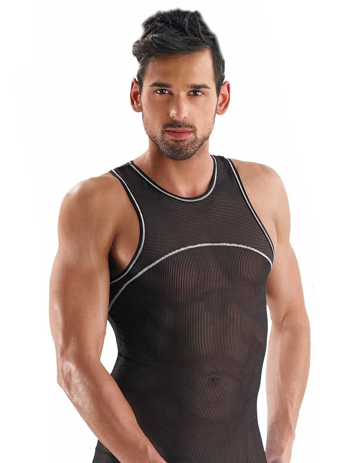 EROS VENEZIANI 7183 Herren Unterhemd Stringer Tank Top Wet Look - noodosz