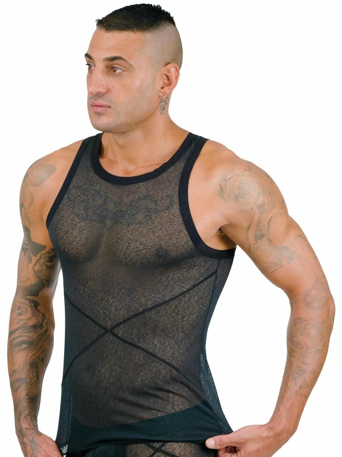 EROS VENEZIANI 7376 - Netz Mesh Tank Top Unterhemd Muscleshirt T-Shirt - noodosz