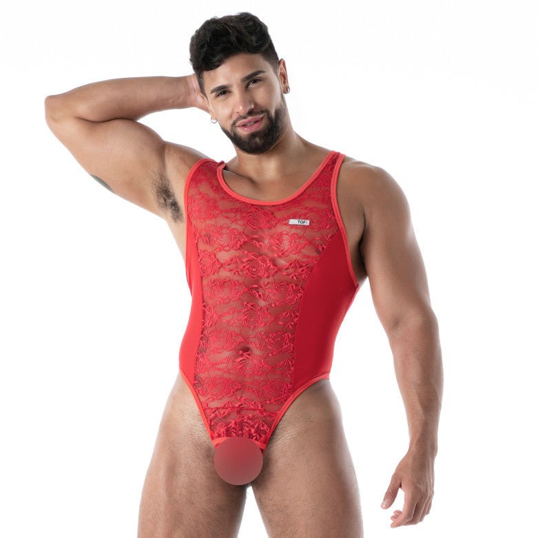 Fluid Lace Offener Bodythong – Rot - TOF Paris - Shop Deutschland Noodosz