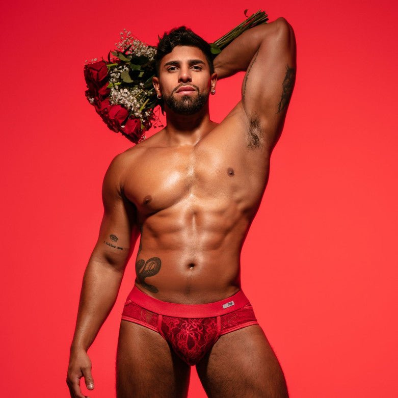 Fluid - Spitzen - Slip mit Tasche – Rot - TOF Paris - Shop Deutschland Noodosz