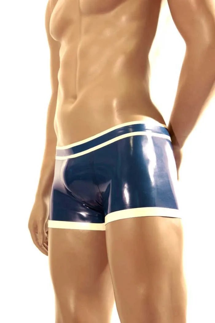 Herren blaue Latex Hot Shorts – körpernahe Gummi Shorts - FlowNight - Shop Deutschland Noodosz