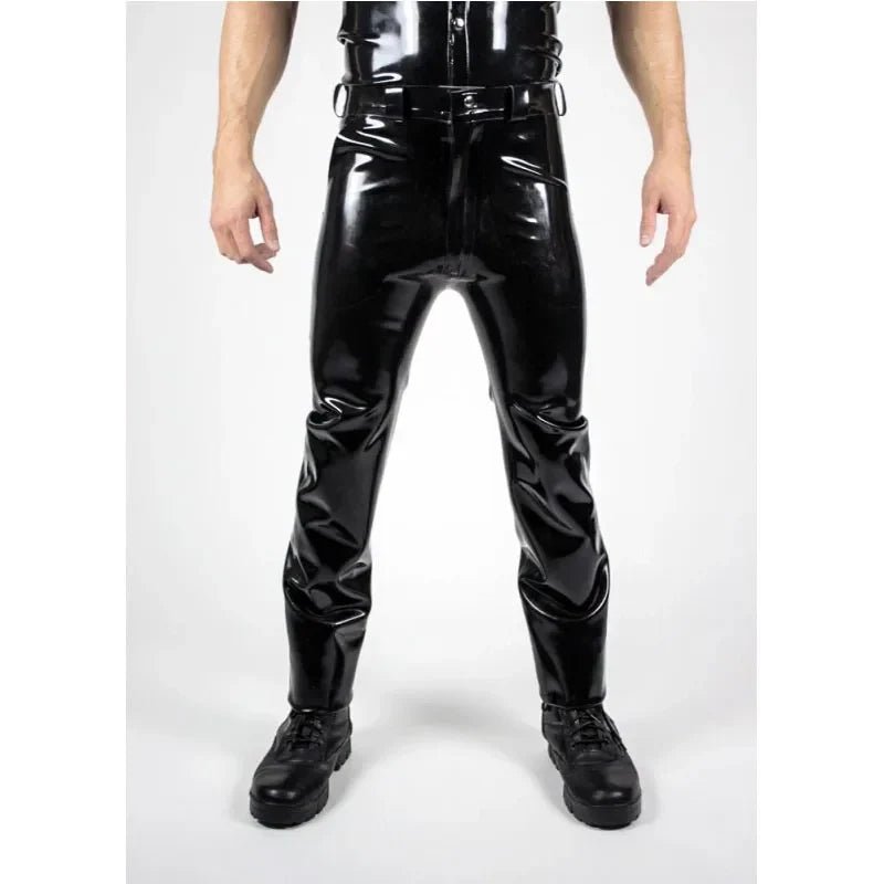 Herren Latex Jeans aus Gummi mit Front - Reißverschluss & vier Taschen - FlowNight - Shop Deutschland Noodosz