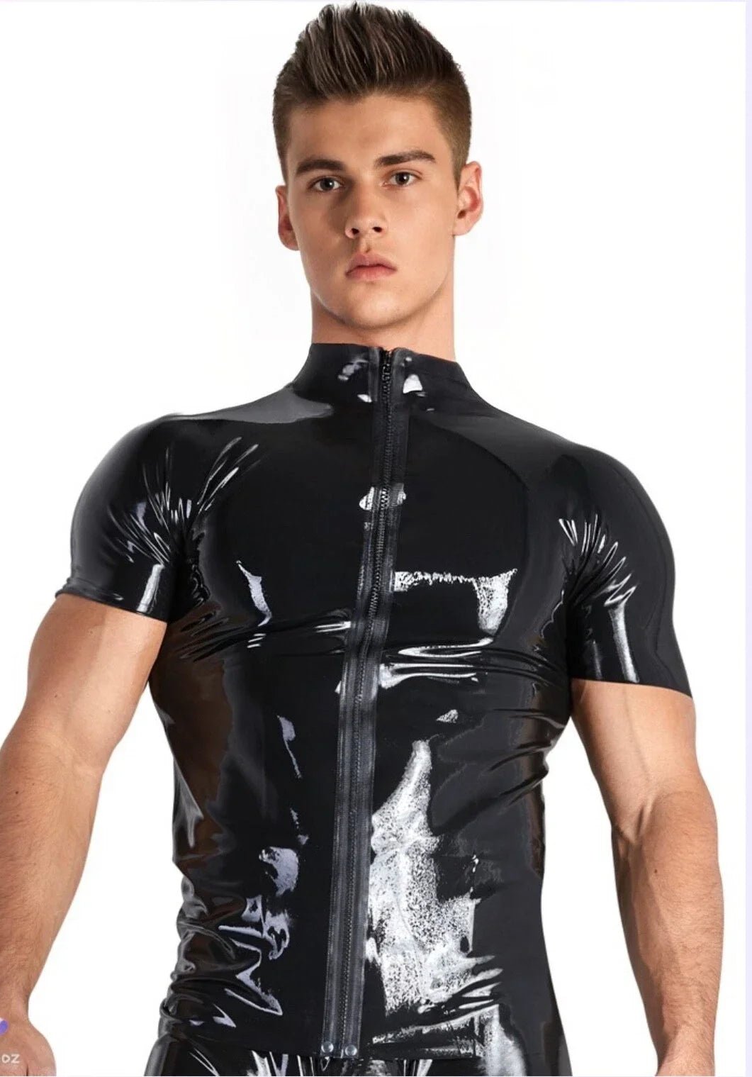 Herren Latex T-Shirt Kurzarm – Körpernahes Oberteil - FlowNight - Shop Deutschland Noodosz