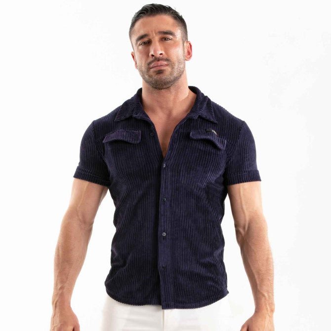 Knitted Corduroy Shirt Navy - TOF Paris - Shop Deutschland Noodosz