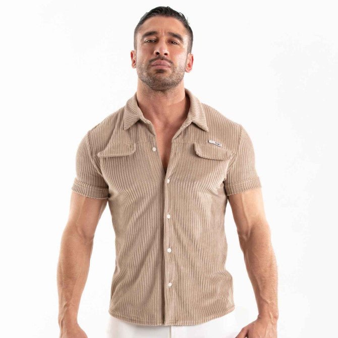 Knitted Corduroy Shirt Sand - TOF Paris - Shop Deutschland Noodosz