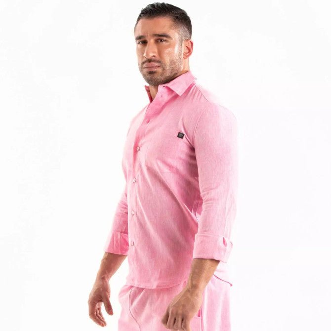 Linen Long Sleeve Shirt Pink - TOF Paris - Shop Deutschland Noodosz