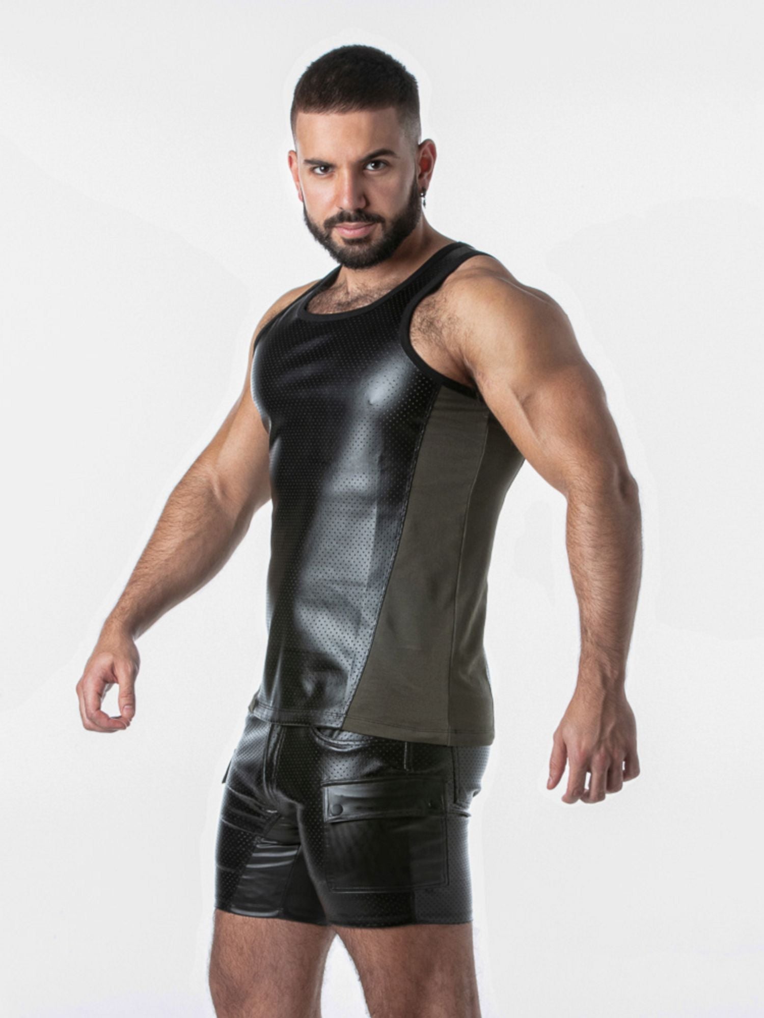 LOCKER GEAR PUNCH HOLE TANK TOP LK1059, Kunstleder Top - Locker Gear - Shop Deutschland Noodosz