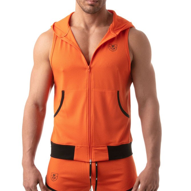 Ärmelloser Mesh - Hoodie - Orange - TOF Paris - Shop Deutschland Noodosz