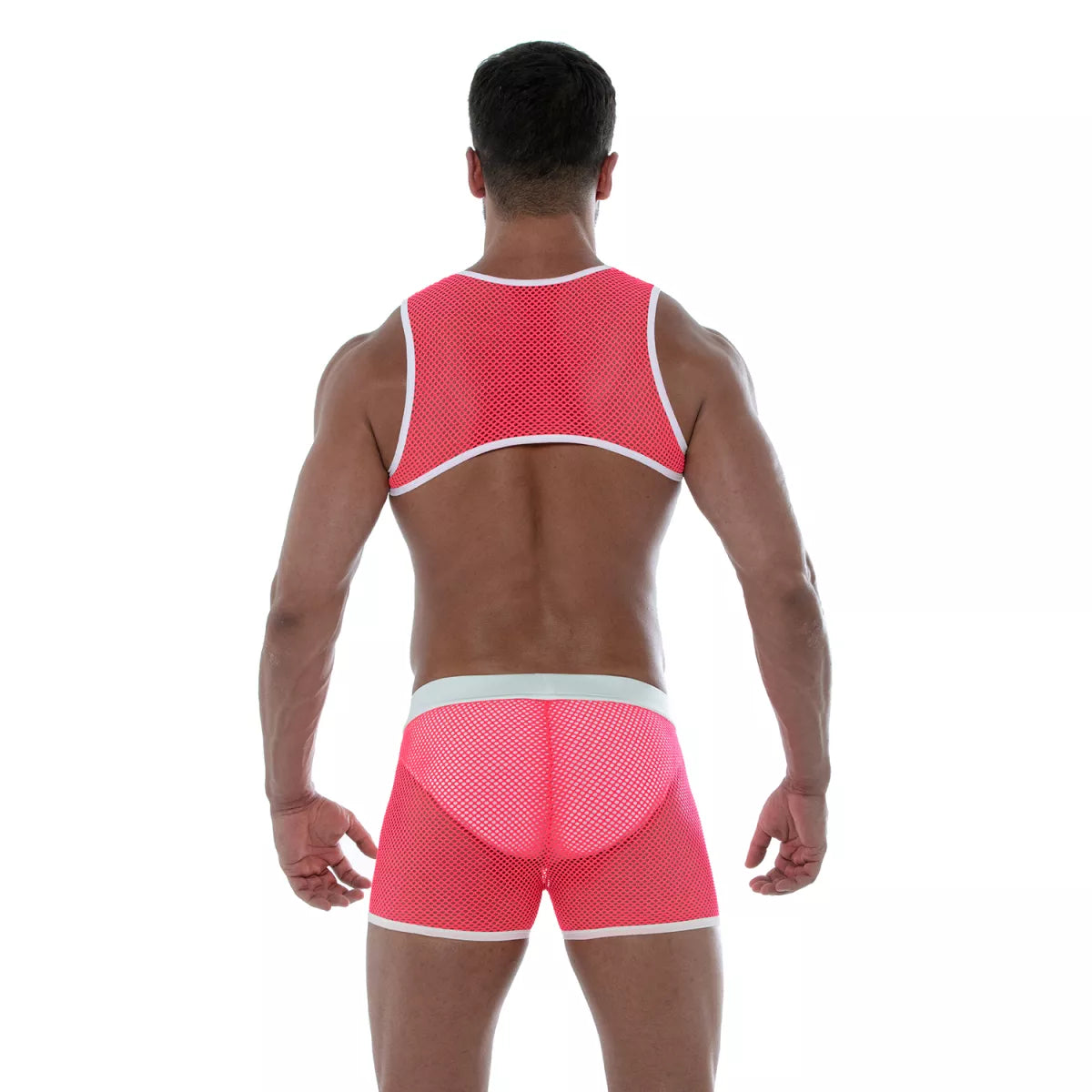 Neon-Shorts aus transparentem Mesh – Pink